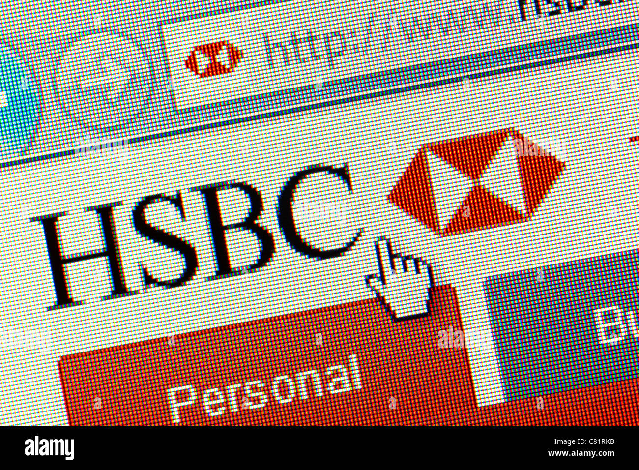 HSBC Logo und Website hautnah Stockfoto