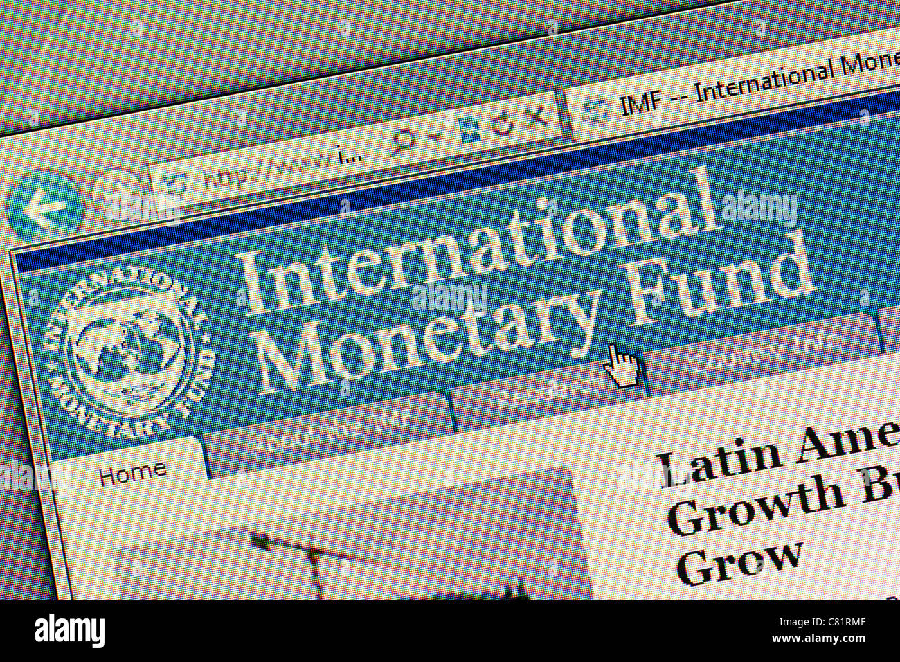 Internationalen Währungsfonds IWF Logo und Website hautnah Stockfoto