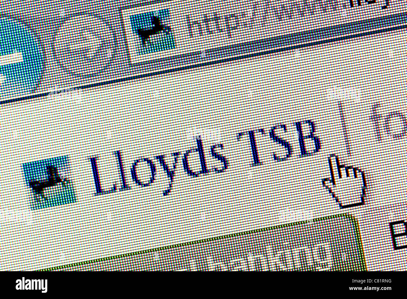 Lloyds TSB Bank Logo und Website hautnah Stockfoto