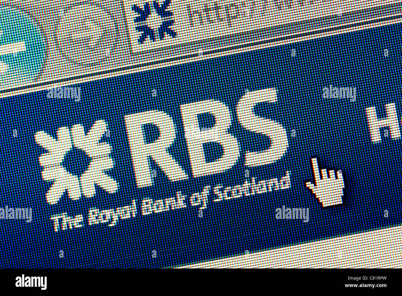 Royal Bank of Scotland RBS-Logo und Website hautnah Stockfoto
