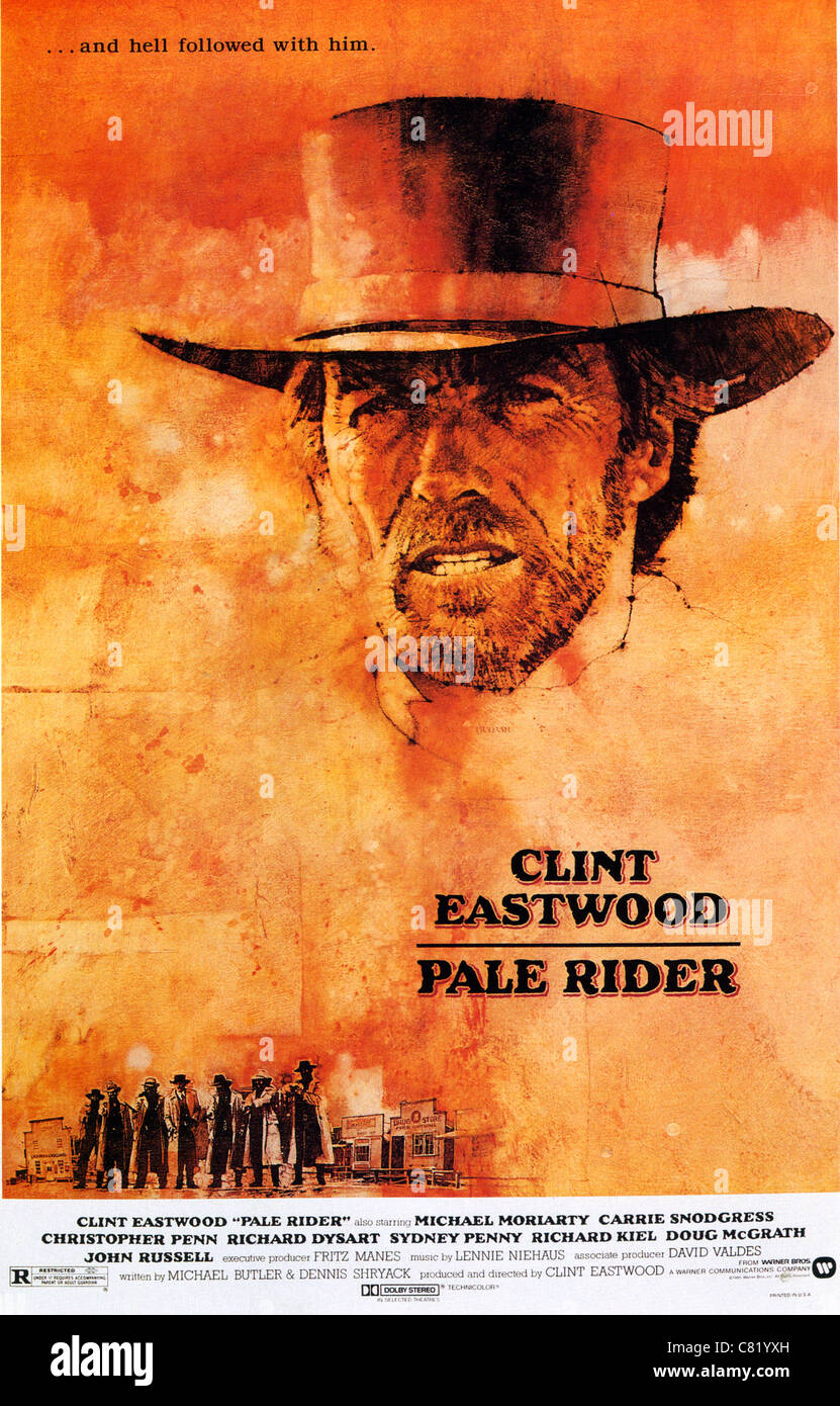 PALE RIDER Poster für das Jahr 1985 Malpaso film mit Clint Eastwood Stockfoto