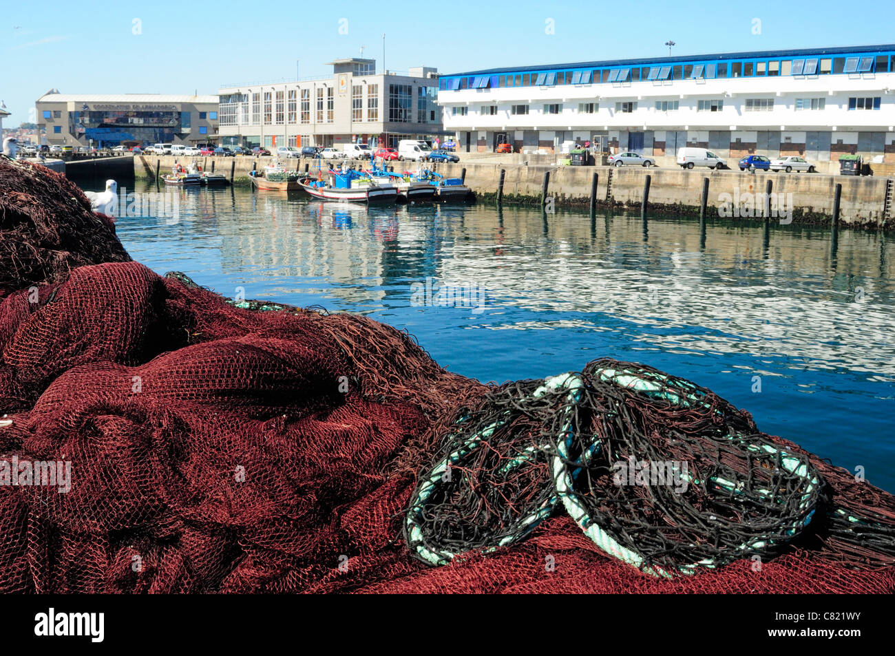 Fischernetze. Vigo, Pontevedra, Galicien, Spanien Stockfoto