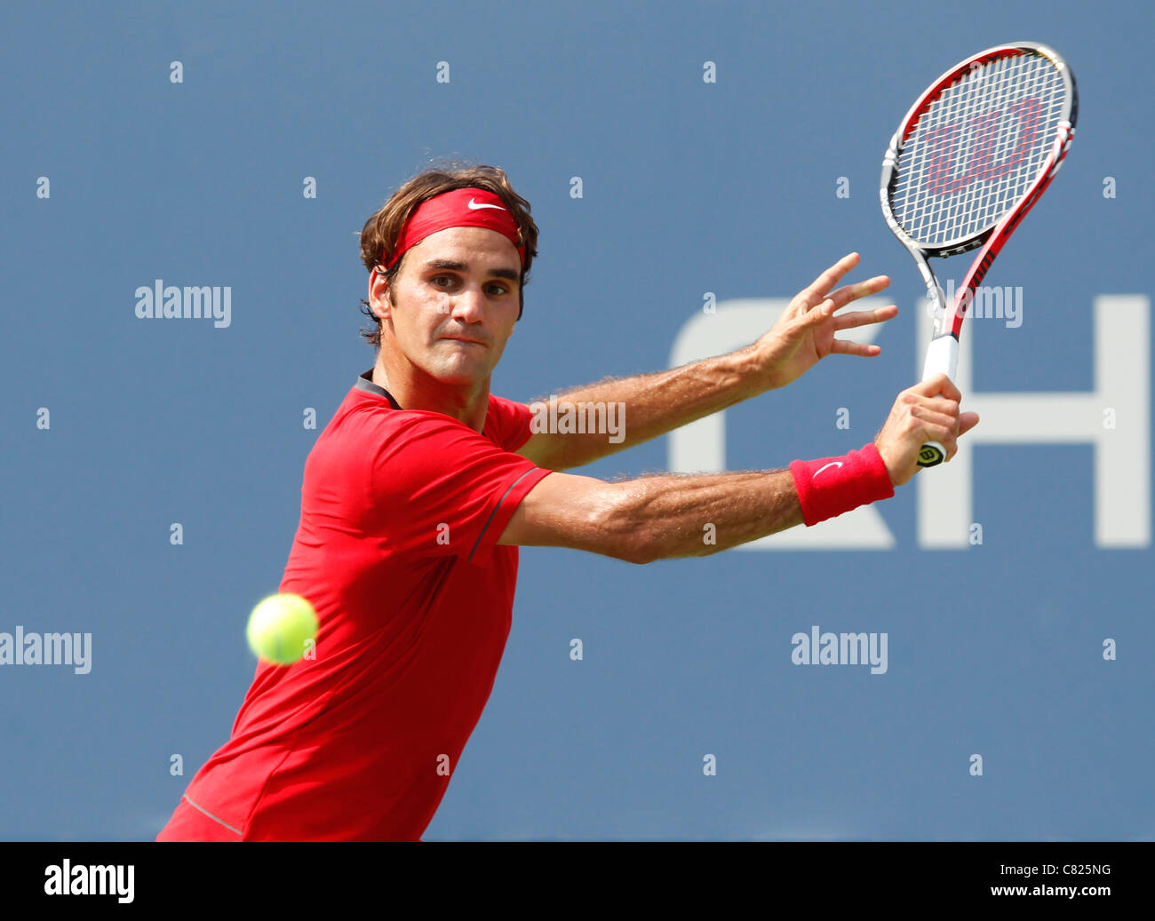 Roger Federer der Schweiz im Einsatz bei den US Open 2011 Stockfoto