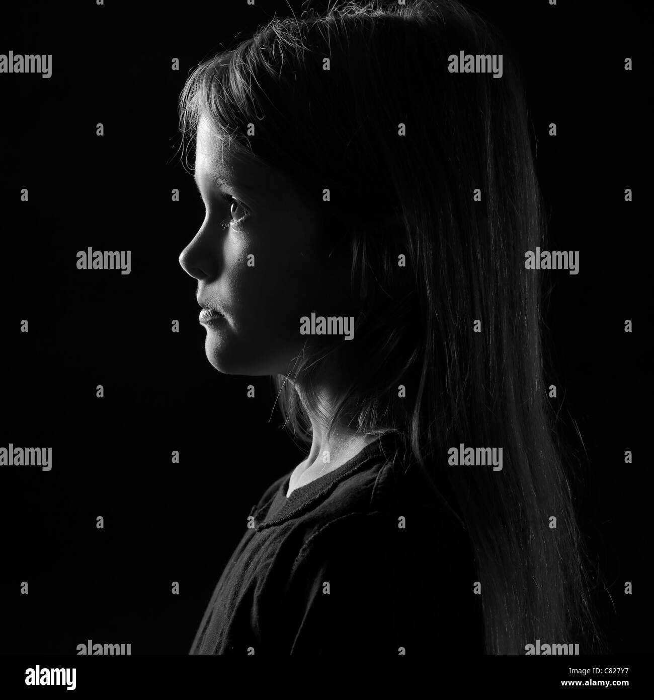 Porträt im Profil eines acht-jährige Mädchen Stockfoto