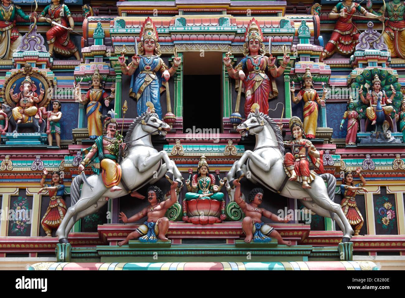 Gopuram Sri Mariamman Temple, Kuala Lumpur, Malaysia Stockfoto