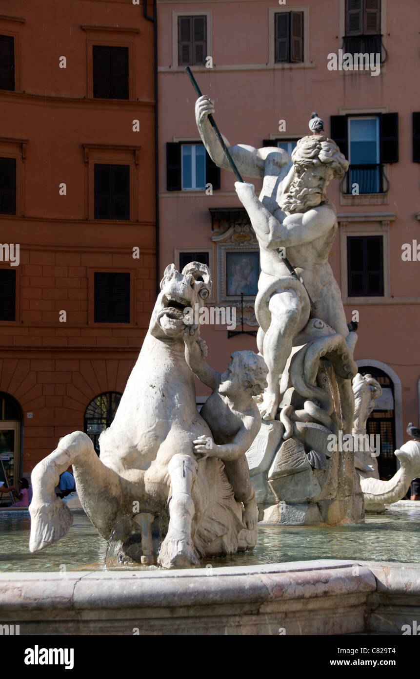 Fontana del Nettuno, Neptun-Brunnen, Piazza Navona, Rom, Italien Stockfoto