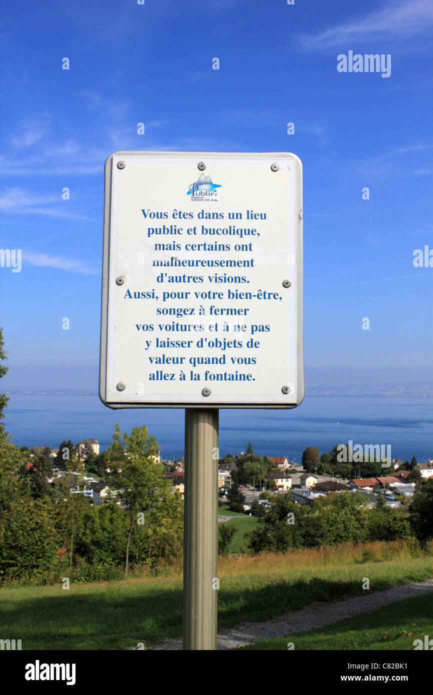 Melden Sie sich bei Publier in der Nähe von Évian-Les-Bains, Haute-Savoie-Abteilung der Region Rhône-Alpes im Südosten Frankreichs. Stockfoto