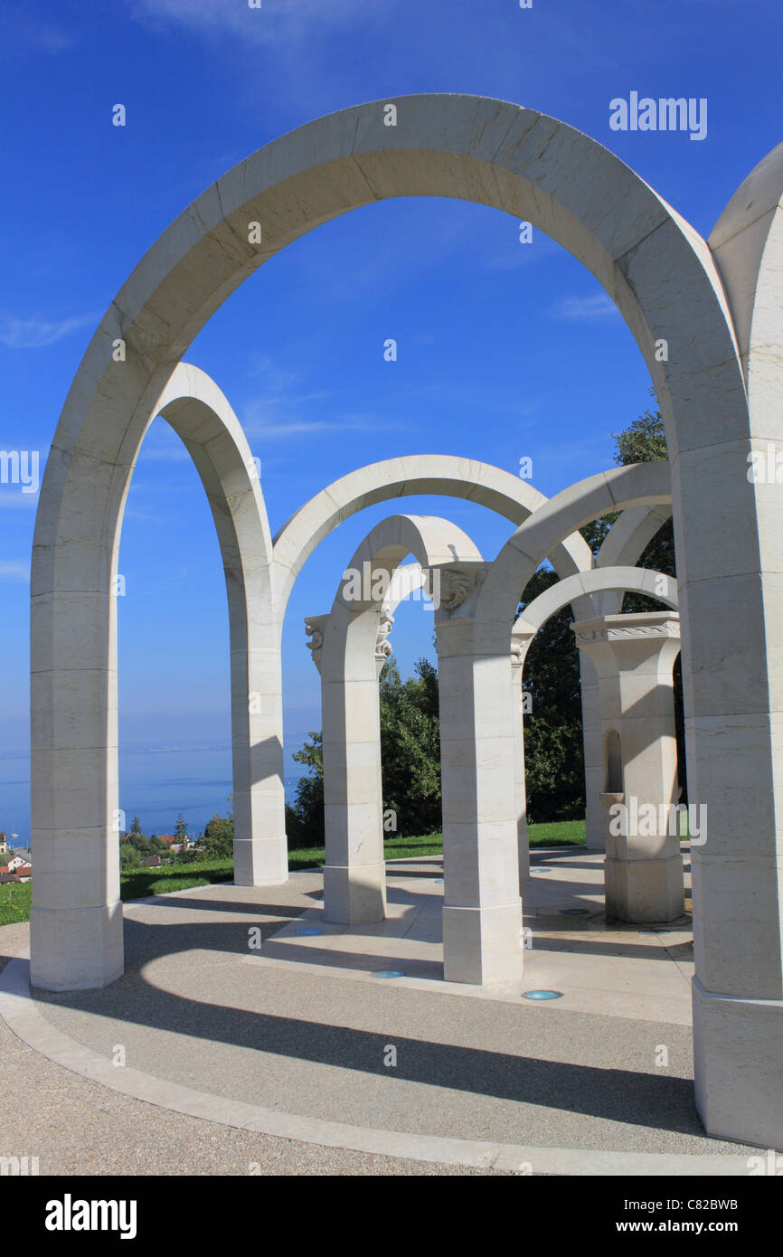 Brunnen am Publier in der Nähe von Évian-Les-Bains, in Haute-Savoie-Abteilung der Region Rhône-Alpes im Südosten Frankreichs. Stockfoto