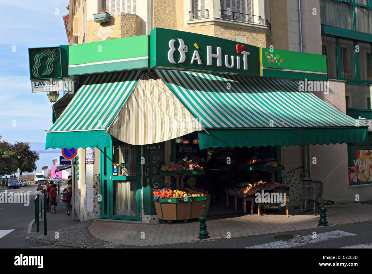 Évian-Les-Bains am Genfersee in Haute-Savoie-Abteilung der Region Rhône-Alpes im Südosten Frankreichs. Stockfoto
