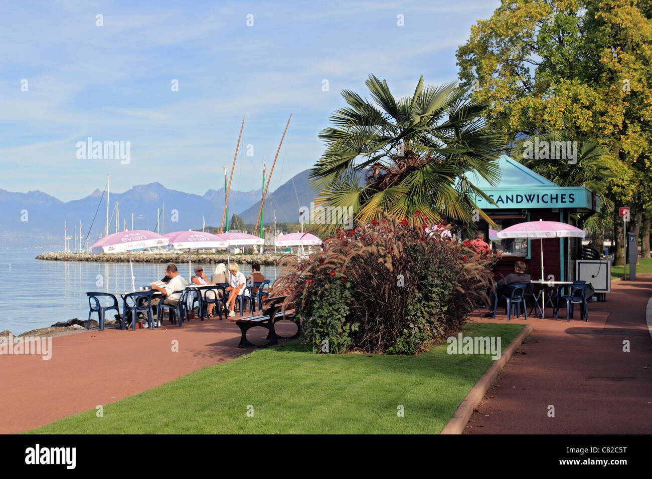 Évian-Les-Bains am Genfersee in Haute-Savoie-Abteilung der Region Rhône-Alpes im Südosten Frankreichs. Stockfoto