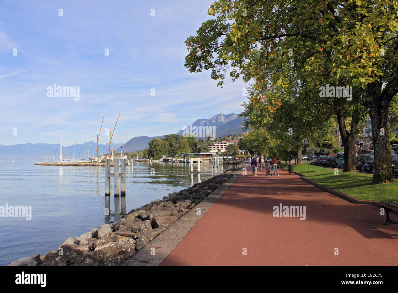 Évian-Les-Bains am Genfersee in Haute-Savoie-Abteilung der Region Rhône-Alpes im Südosten Frankreichs. Stockfoto