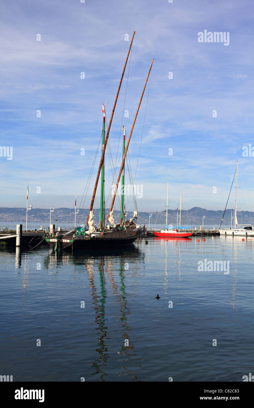 Évian-Les-Bains am Genfersee in Haute-Savoie-Abteilung der Region Rhône-Alpes im Südosten Frankreichs. Stockfoto