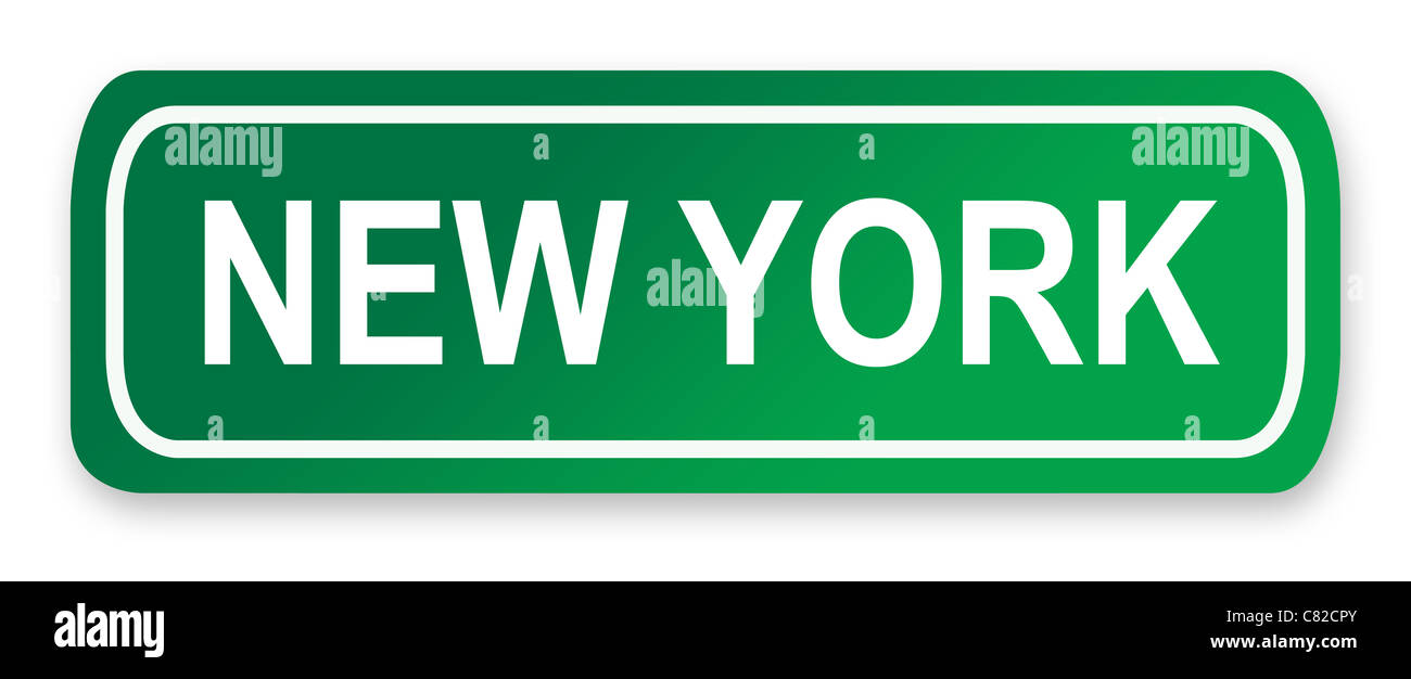 New York Straße Zeichen isoliert auf weiss, Amerika. Stockfoto