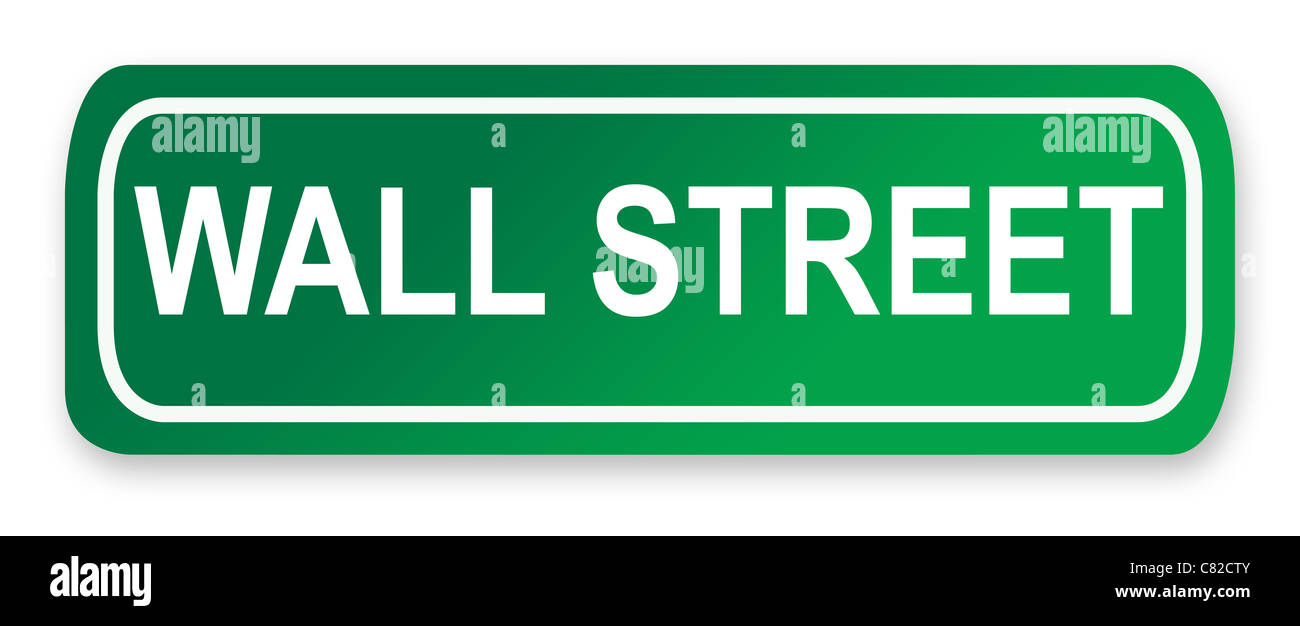 Wall Street Straßenschild in grün, New York und Amerika. Stockfoto