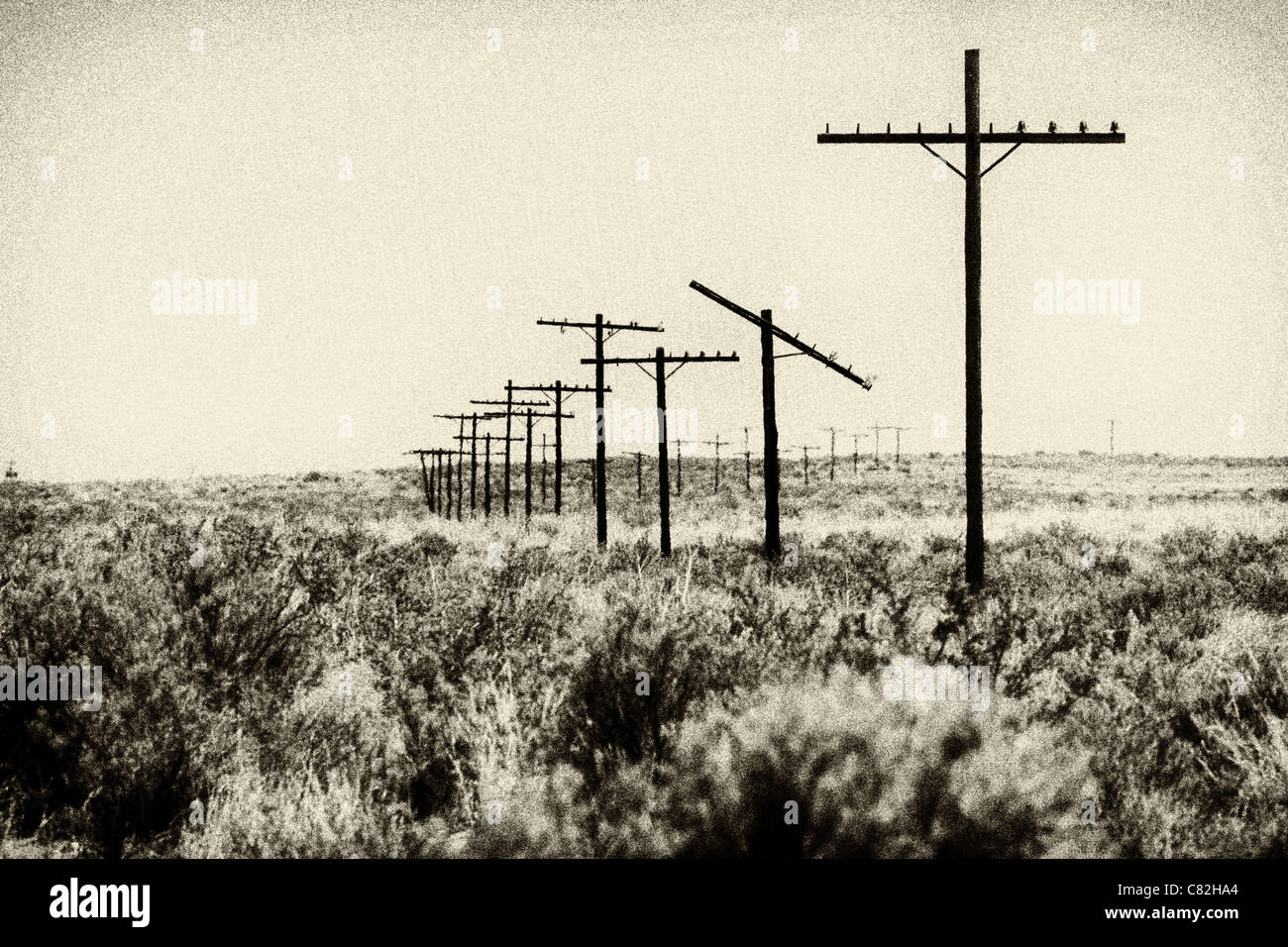 Original Telefone auf alten Rt 66. Stockfoto