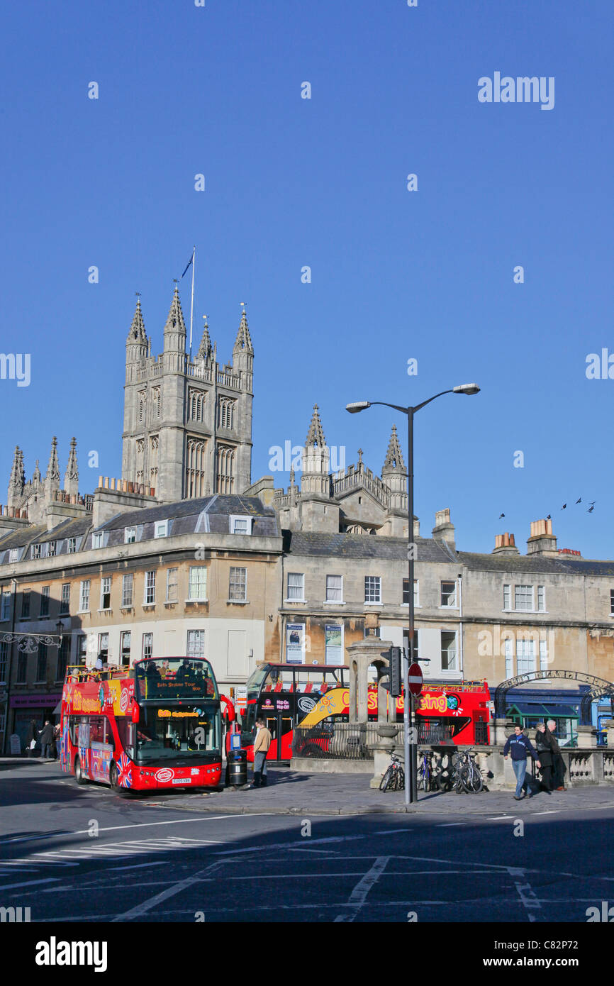 Offenen Tourbusse in Bath, N.E. Somerset, England, UK Stockfoto