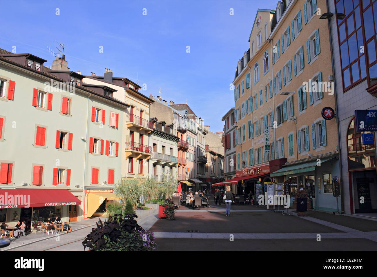 Évian-Les-Bains am Genfersee in Haute-Savoie-Abteilung der Region Rhône-Alpes im Südosten Frankreichs. Stockfoto