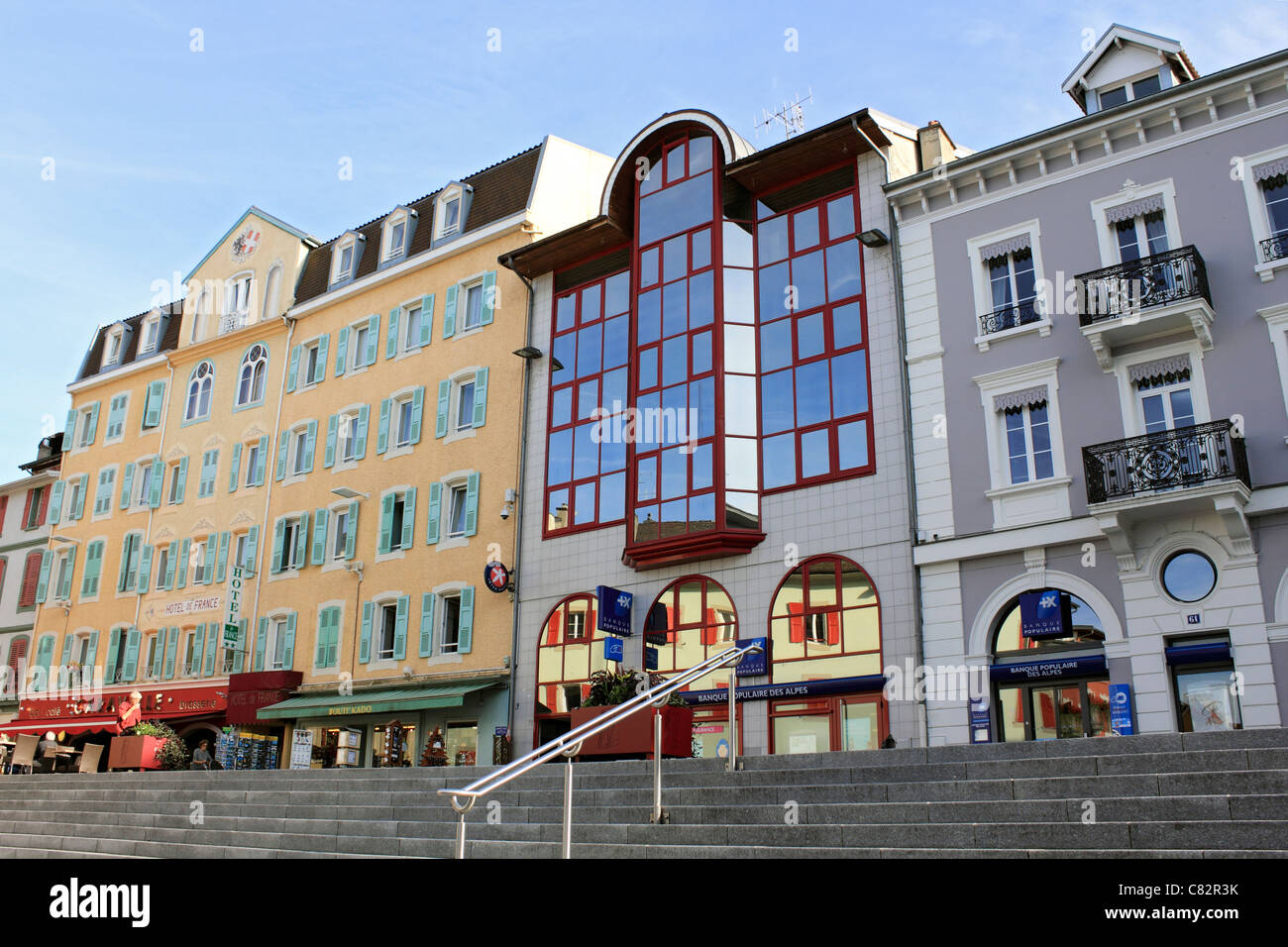 Évian-Les-Bains am Genfersee in Haute-Savoie-Abteilung der Region Rhône-Alpes im Südosten Frankreichs. Stockfoto