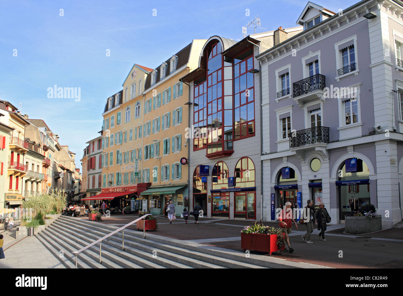 Évian-Les-Bains am Genfersee in Haute-Savoie-Abteilung der Region Rhône-Alpes im Südosten Frankreichs. Stockfoto