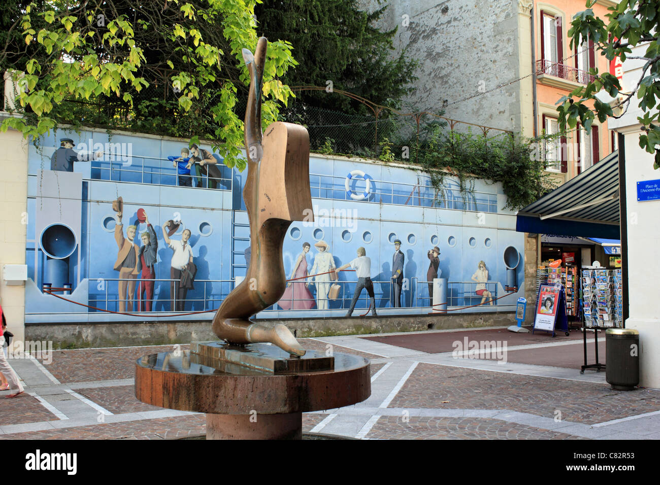 Évian-Les-Bains am Genfersee in Haute-Savoie-Abteilung der Region Rhône-Alpes im Südosten Frankreichs. Stockfoto
