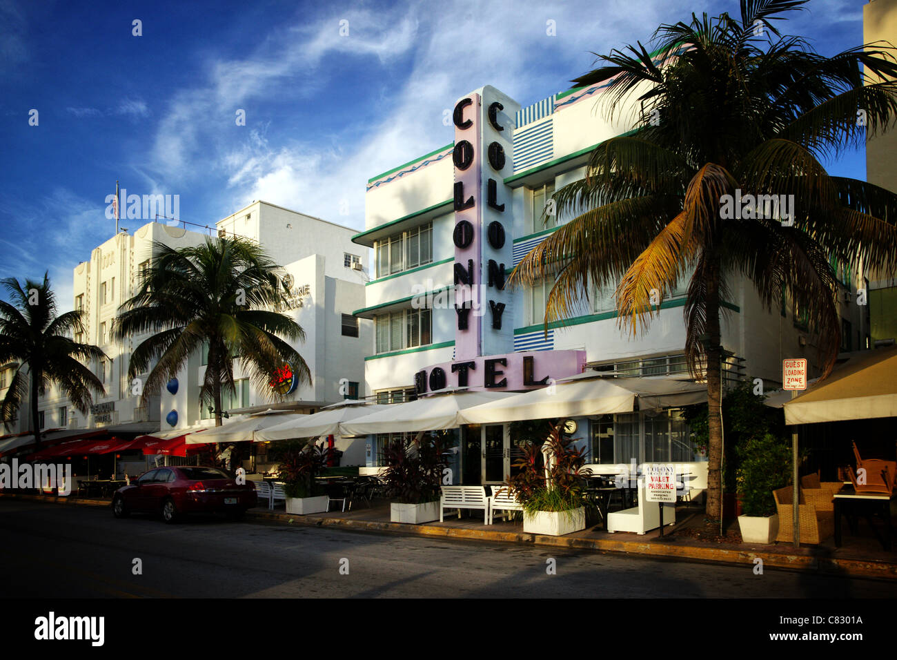 Das Colony Hotel am Ocean Drive, Miami Beach Stockfoto