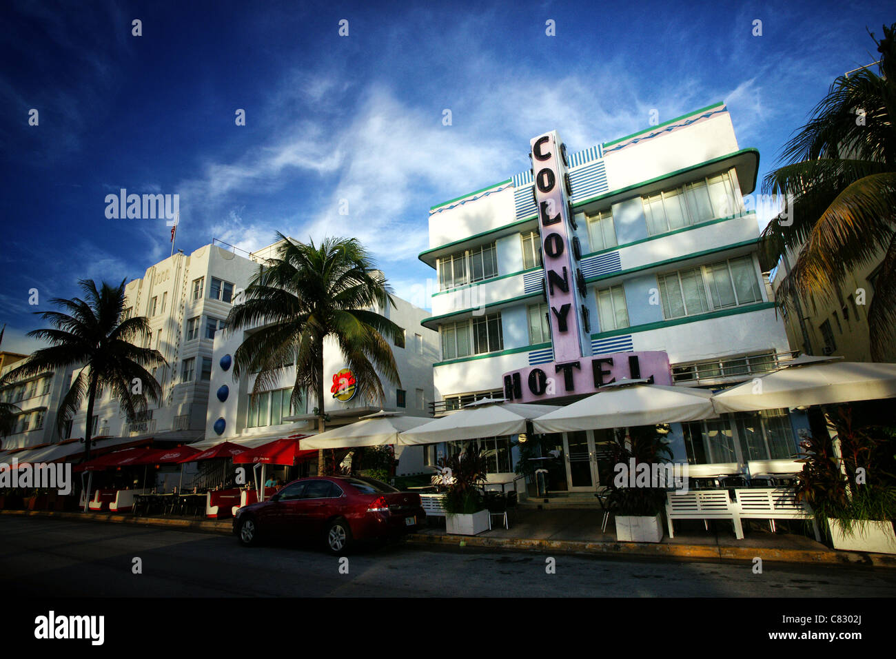Das Colony Hotel am Ocean Drive, Miami Beach Stockfoto