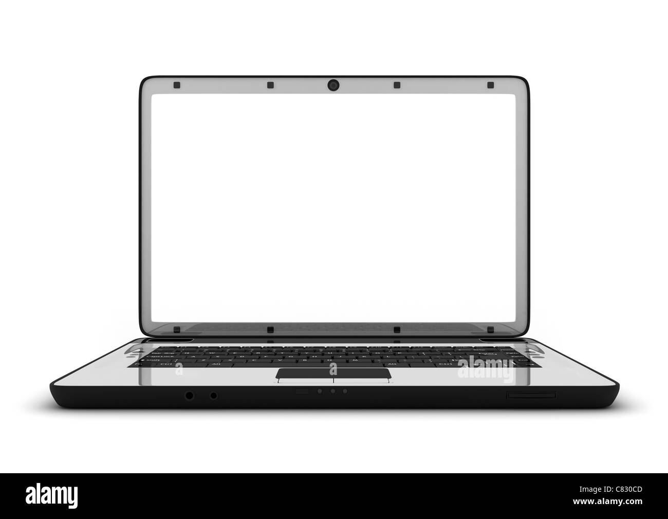 Laptop Wiew vorne, leeren Bildschirm (durchgeführt in 3d) Stockfoto