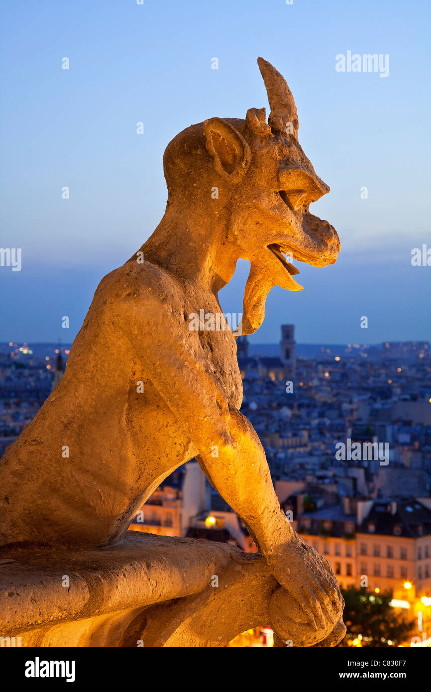 Frankreich, Paris, Wasserspeier von Notre Dame Cathedral Stockfoto