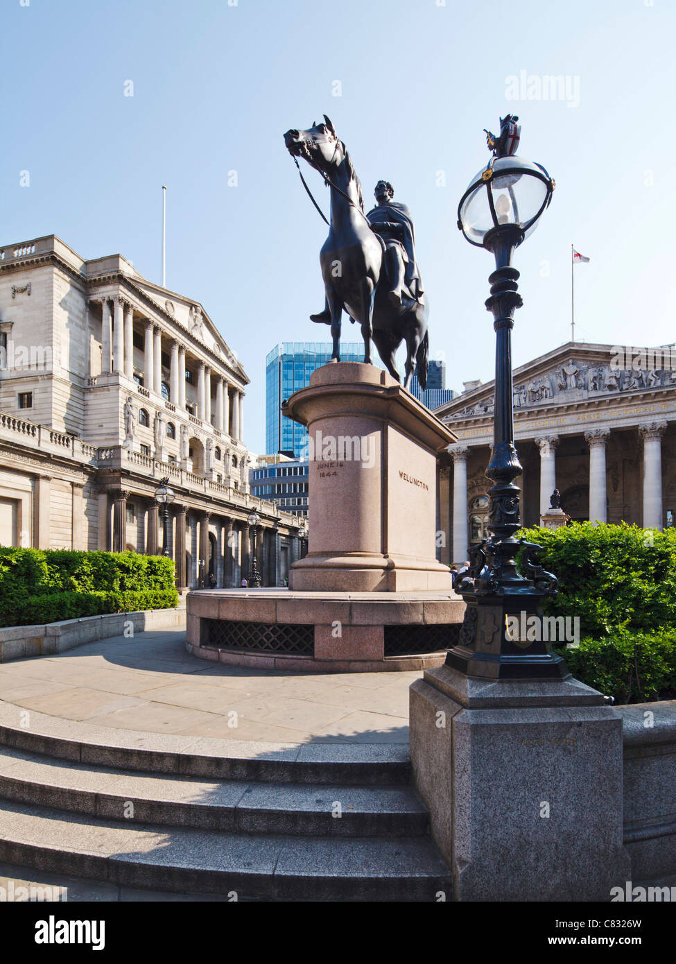 Wellington Statue, Bank of England, London Stockfoto