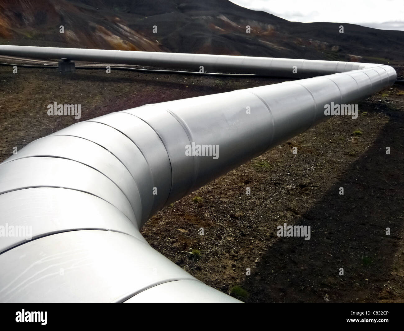 Öl und Gas-Pipeline in in arktische Wüste Stockfoto