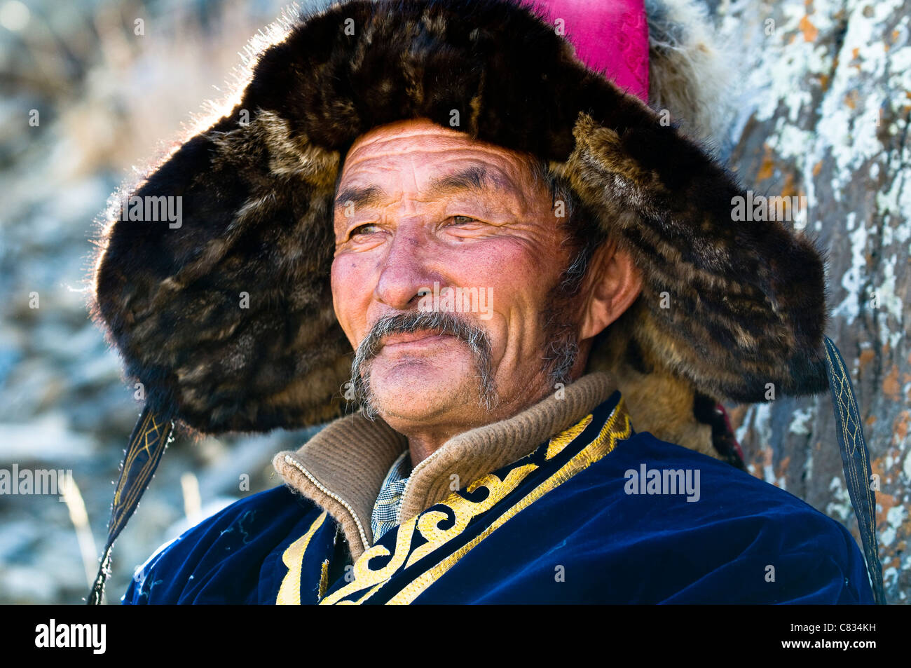 Kasachische Adler Jäger. Stockfoto