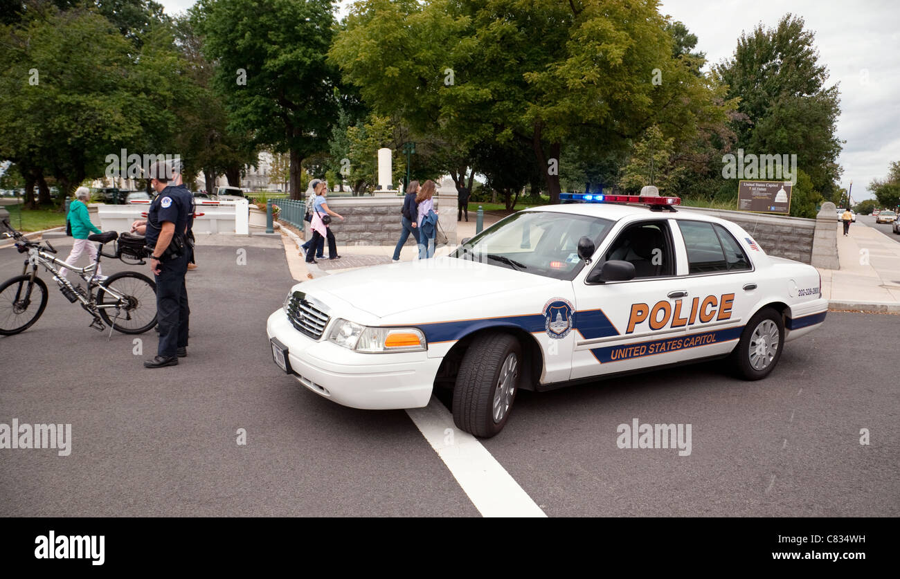 Uns Polizeiautos mit Blaulicht, Washington DC, USA Stockfoto