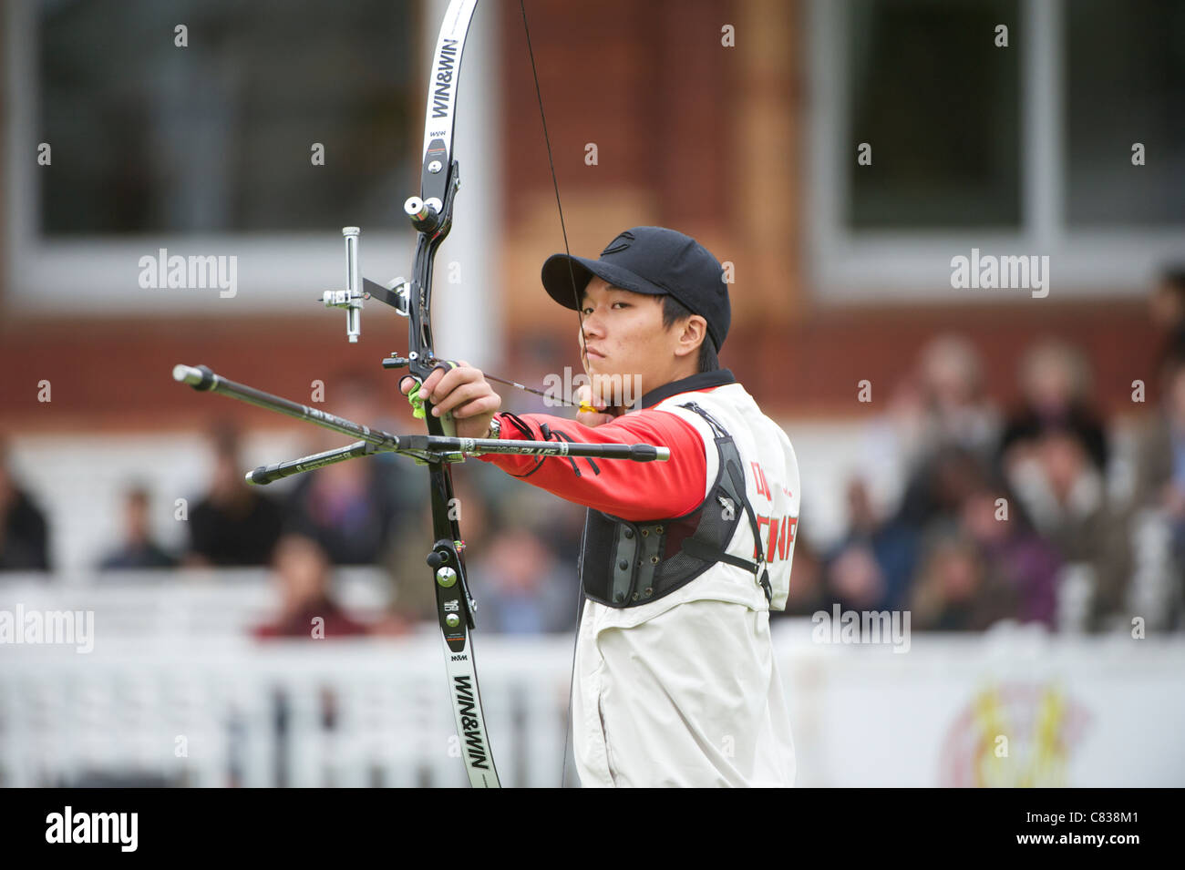 Xiaoxiang DAI (CHN), London, klassisches Bogenschießen Teil der LOndon bereitet Olympic Test Veranstaltungen, Lords Cricket Ground London Stockfoto