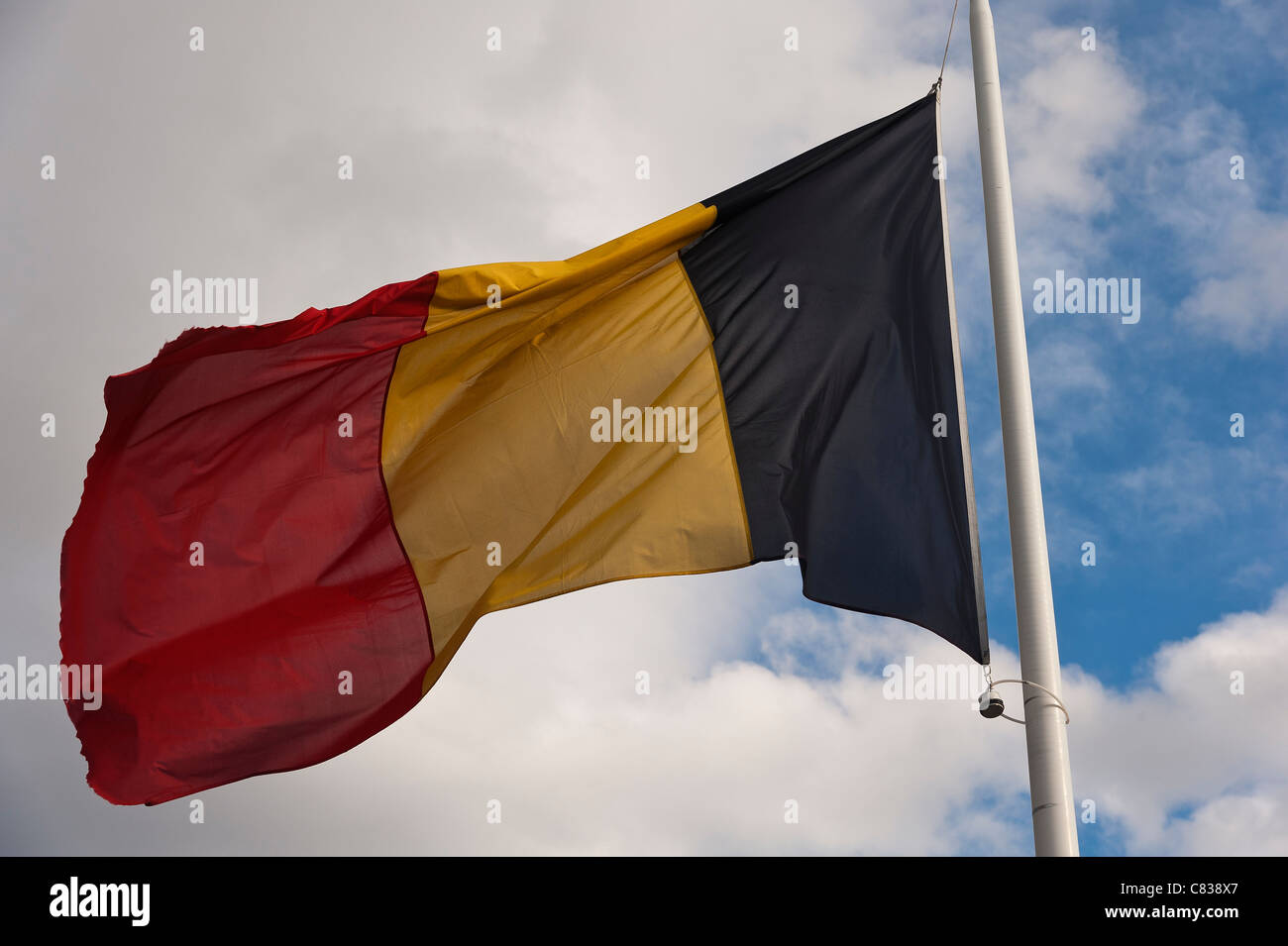 Belgien-Flagge im Wind. Stockfoto