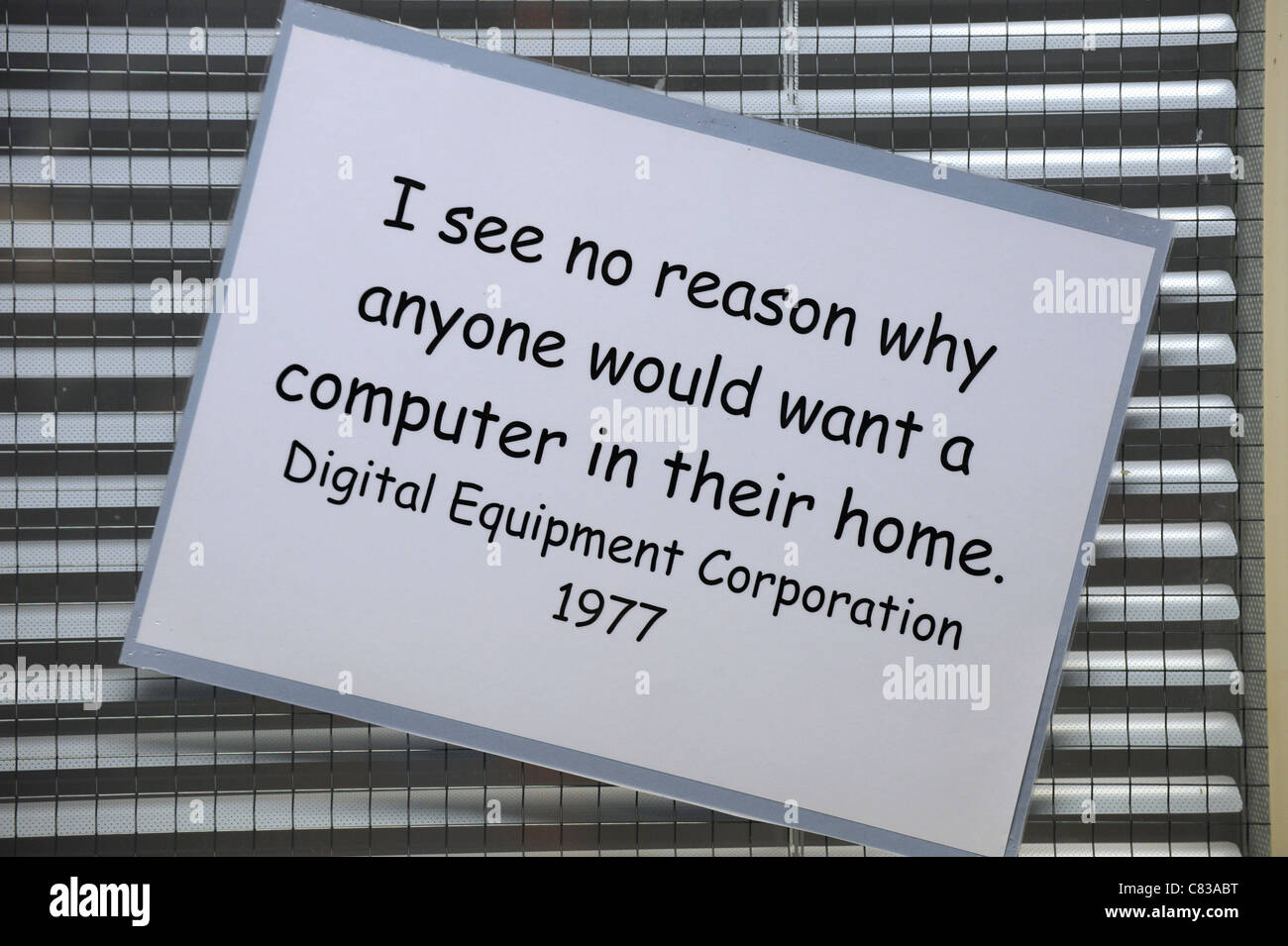 Ich sehe keinen Grund, warum jemand einen Computer in ihrem Haus wollen. Digital Equipment Corporation 1977 Stockfoto