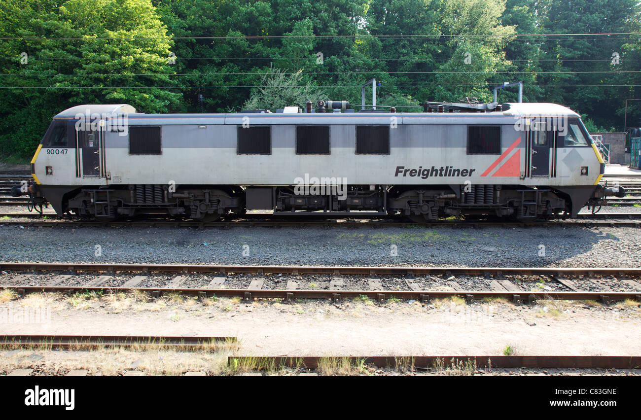 Freightliner Zug 90047 Motor elektrische Lok am Bahnhof Ipswich Stockfoto