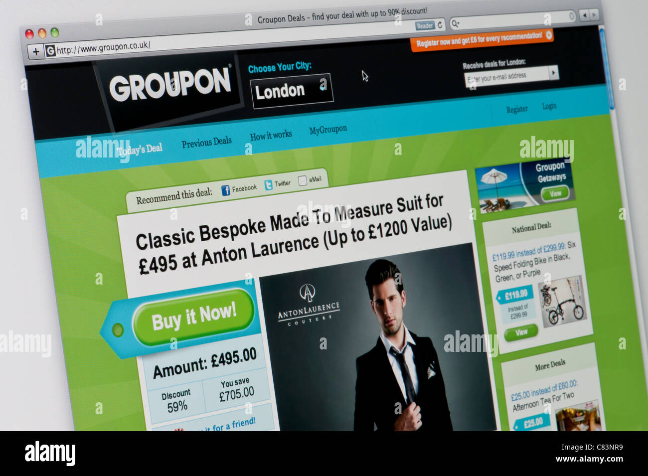 Nahaufnahme von der Groupon-Logo, wie auf ihrer Website zu sehen. (Nur zur redaktionellen Verwendung: print, TV, e-Book und redaktionelle Webseite). Stockfoto