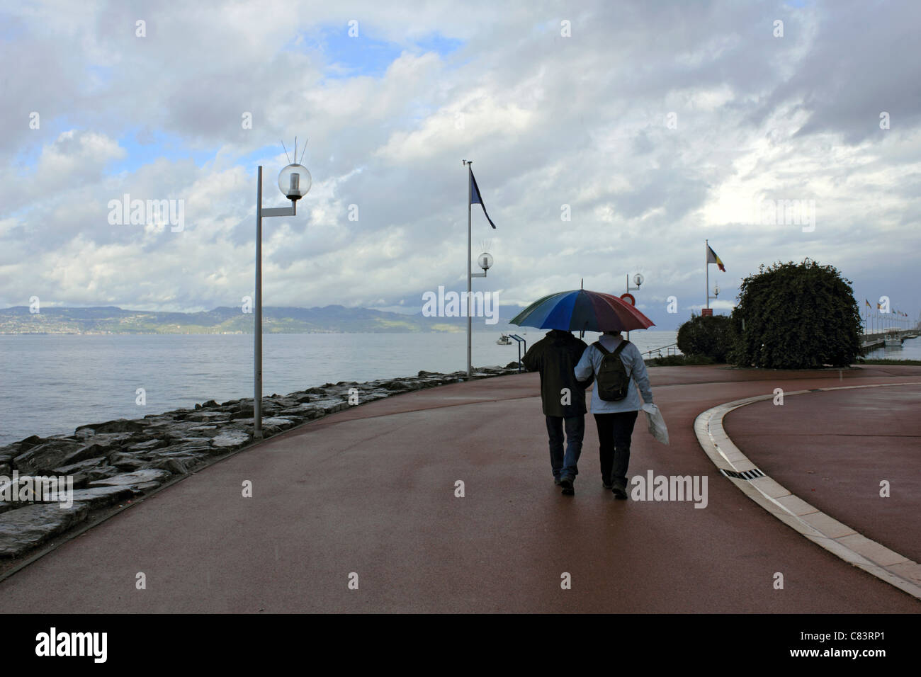 Évian-Les-Bains am Genfersee in Haute-Savoie-Abteilung der Region Rhône-Alpes im Südosten Frankreichs. Stockfoto