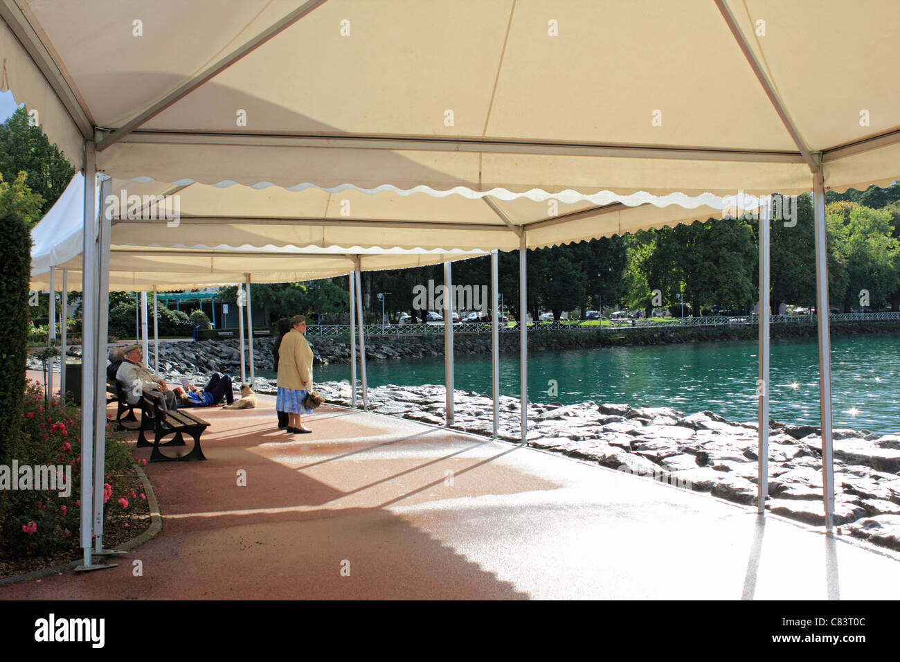 Évian-Les-Bains am Genfersee in Haute-Savoie-Abteilung der Region Rhône-Alpes im Südosten Frankreichs. Stockfoto