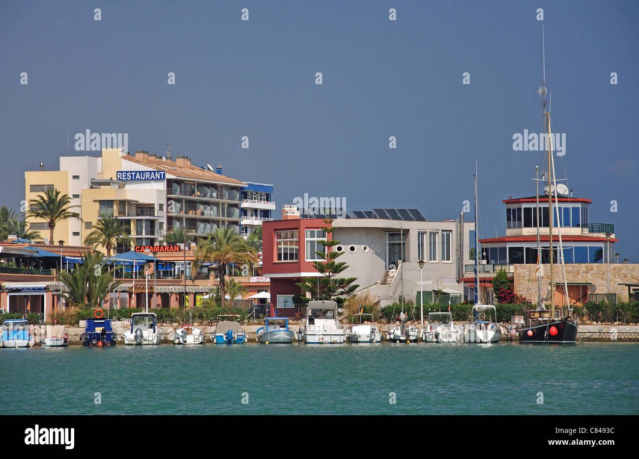 Ansicht der Stadt von Port, Benicarló, Costa del Azahar, Provinz Castellón, Valencia, Spanien Stockfoto