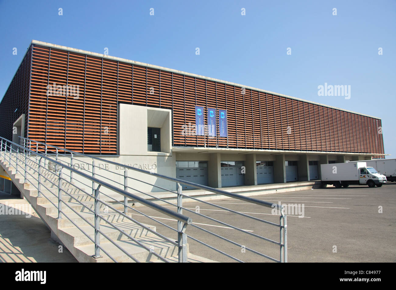 Port de Benicarló Gebäude, Benicarló, Costa del Azahar, Provinz Castellón, Valencia, Spanien Stockfoto