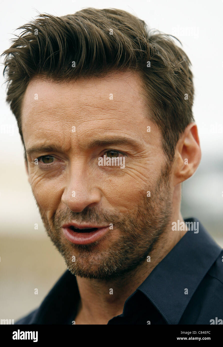 HUGH JACKMAN VIRGIN AMERICA präsentiert DREAMWORKS Bilder "REAL STEEL" Flugzeug LOS ANGELES Kalifornien USA 23. September 2011 Stockfoto
