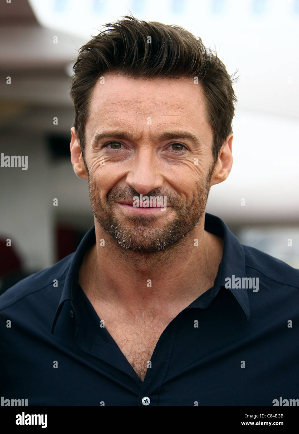 HUGH JACKMAN VIRGIN AMERICA präsentiert DREAMWORKS Bilder "REAL STEEL" Flugzeug LOS ANGELES Kalifornien USA 23. September 2011 Stockfoto