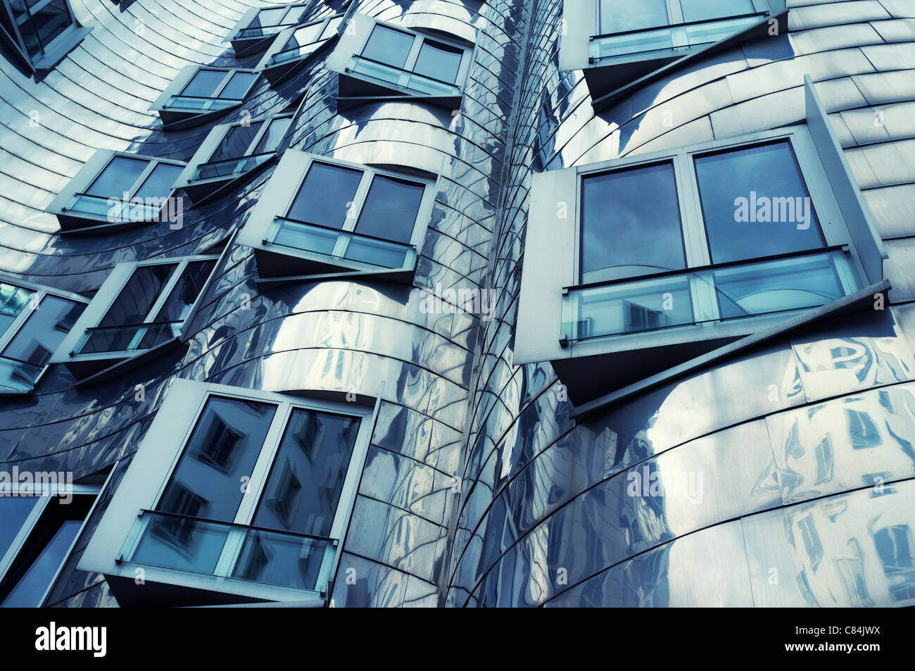 Das Gebäude Neuer Zollhof im Medienhafen, Düsseldorf, Deutschland Architekt Frank Gehry Stockfoto