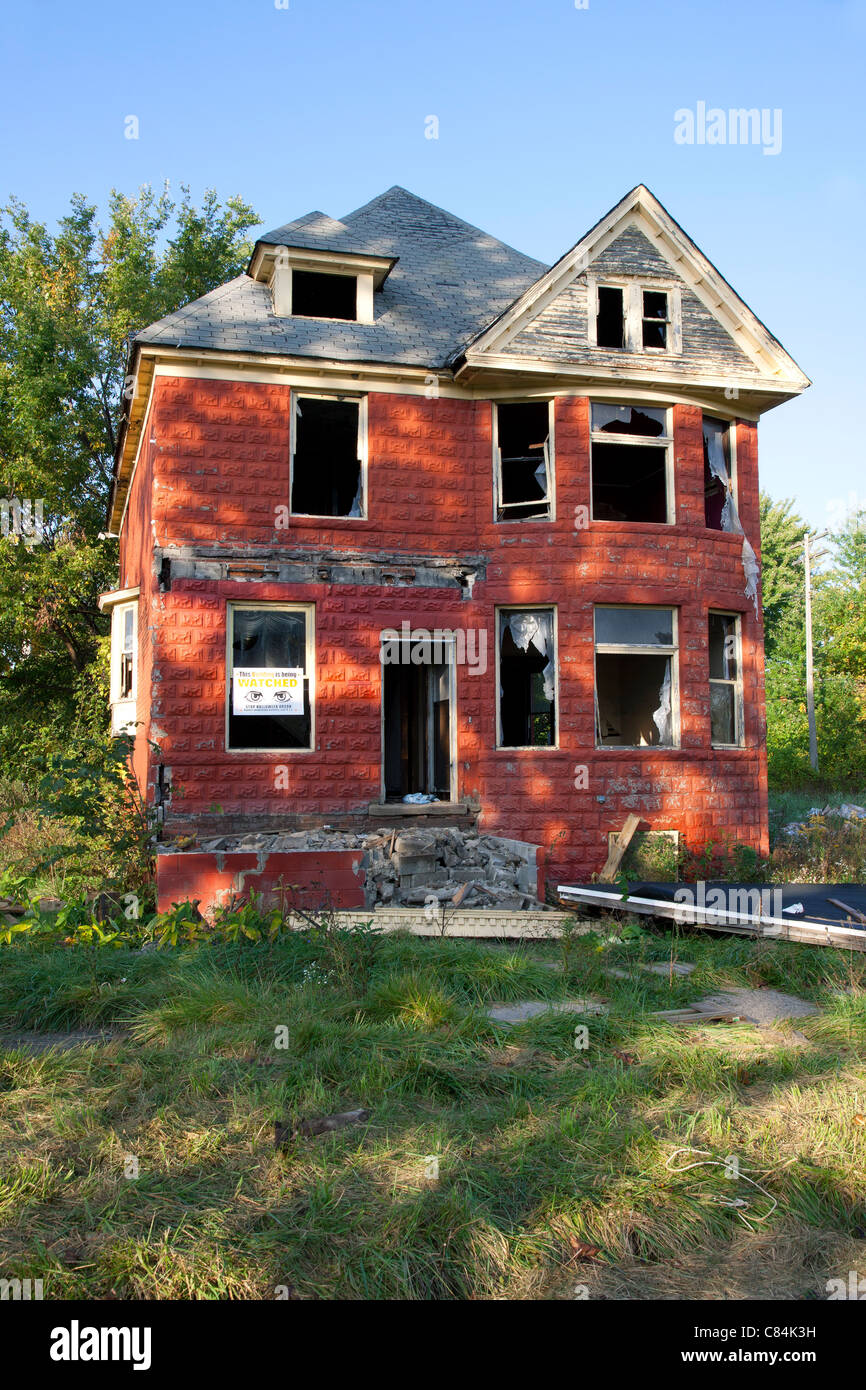 Ausgebrannten freie Wohnungen Detroit Michigan USA Stockfoto