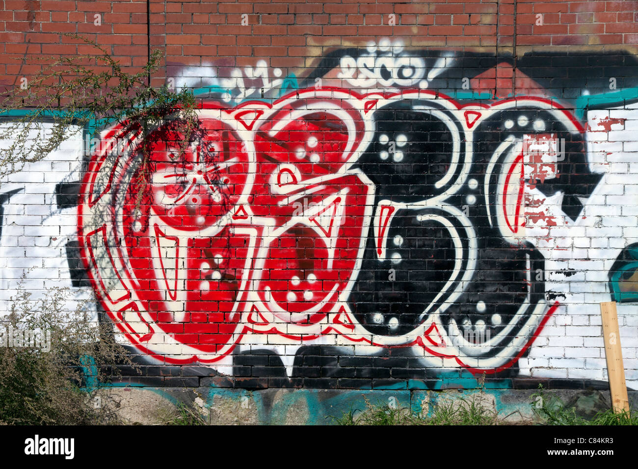 Graffiti an leer stehenden Gebäude Detroit Michigan USA Stockfoto