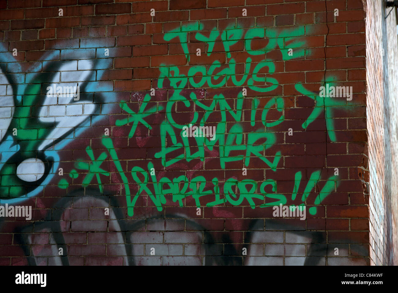 Graffiti an leer stehenden Gebäude Detroit Michigan USA Stockfoto