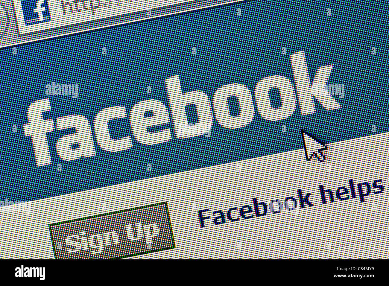 Facebook-Logo und Website hautnah Stockfoto