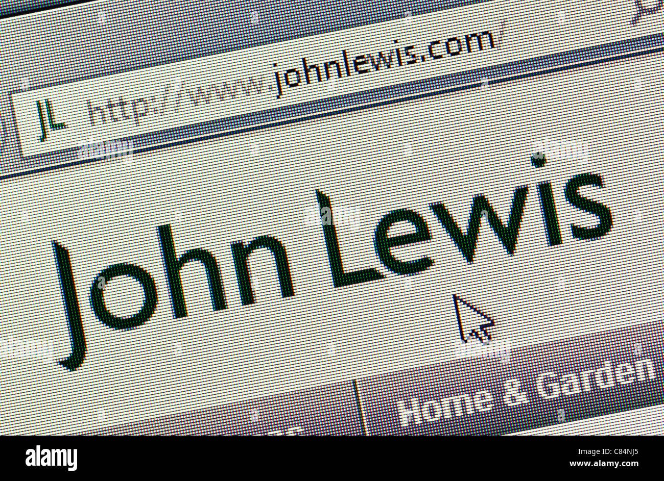 John Lewis Logo und Website hautnah Stockfoto