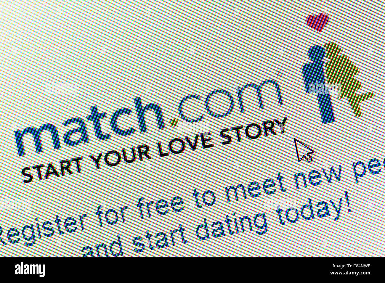 Match.com-Logo und Website hautnah Stockfoto
